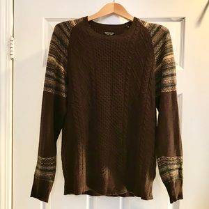 ALLSAINTS SPITALFIELDS BROWN MIXED KNIT SWEATER XL